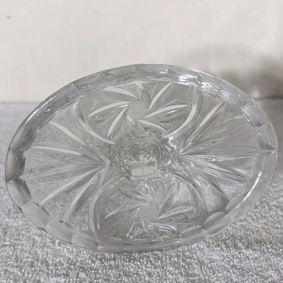 Vintage  Cut Crystal Pinwheel Star Pattern 3 Arm Candle Holder Candelabra - Picture 12 of 15